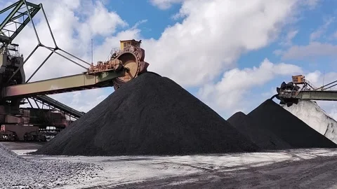 Two Combi Machines discharging Coal in the Port of Rotterdam Stock Footage 199962164