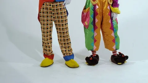Two comic circus clowns dancing synchronously Stock-Footage 70284712