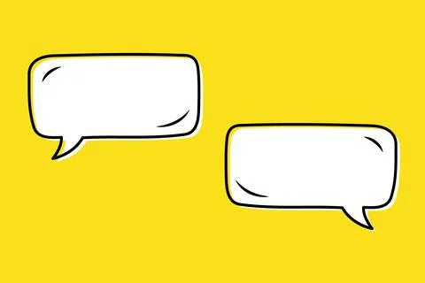Two comic speech bubbles on yellow background. Doodle style talk balloons for Stock Illustration
