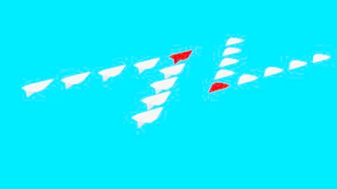 Two companies compete. Paper planes. Raster. Stock Illustration