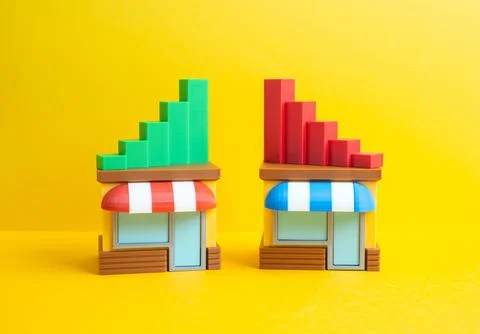 Two competing shops. Consumer choice, neighborhood rivalry, and strategic mar Stock Photos
