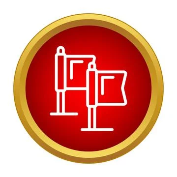 Two competition flags icon with gold circular border Stock Illustration