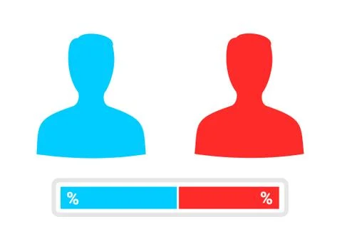 Two competitors, opponents, rivals and bar with percentage. Comparison betwen Stock Illustration