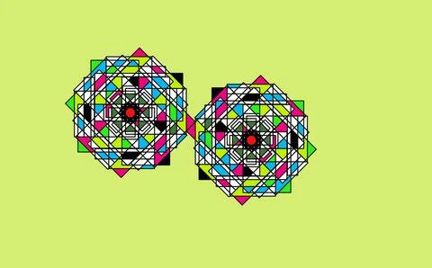 Two complex colorful geometric kaleidoscope mandala icons Stock Illustration