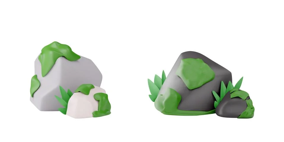 Two compositions of 3D realistic rocks. Stock Illustration