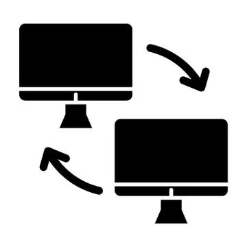 Two computer with arrows solid icon. Computer exchange vector illustration Stock Illustration