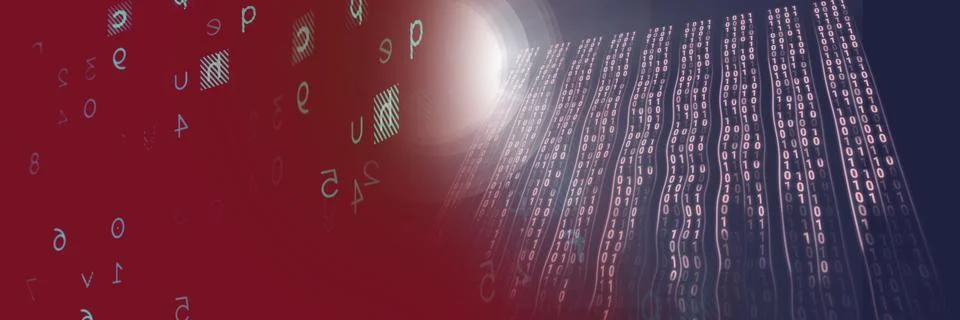 Two computer codes processing against black and gradient background, program Stock Illustration