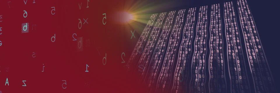 Two computer codes processing against black and gradient background, program Stock Illustration