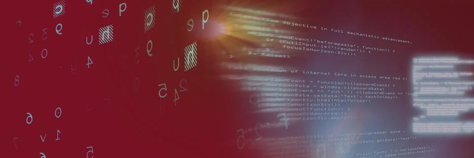 Two computer codes processing against black and gradient background, program Stock Illustration