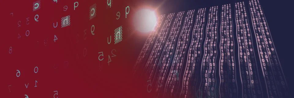 Two computer codes processing against black and gradient background, program Stock Illustration