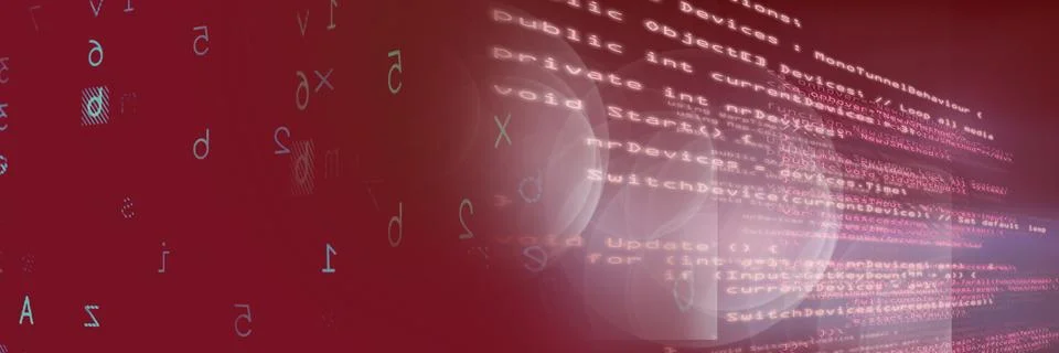 Two computer codes processing against black and gradient background, program Stock Illustration