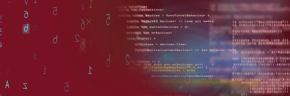 Two computer codes processing against black and gradient background, program Stock Illustration