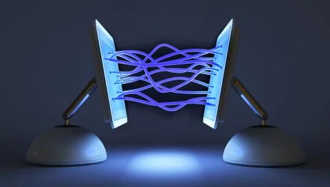 Two computer communicate with each other Stock Illustration