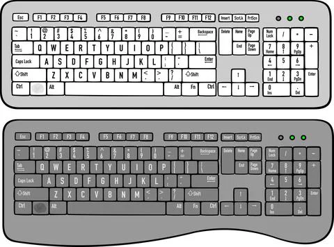 Two computer keyboards vector illustration 스톡 일러스트
