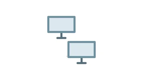 Two computer monitors facing each other with arrows indicating a connection.. Stock Footage 333909532