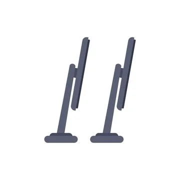 Two computer monitors standing side by side on white background Stock Illustration