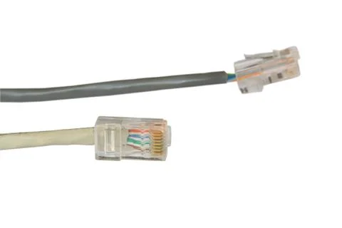Two computer network cables Stock Photos