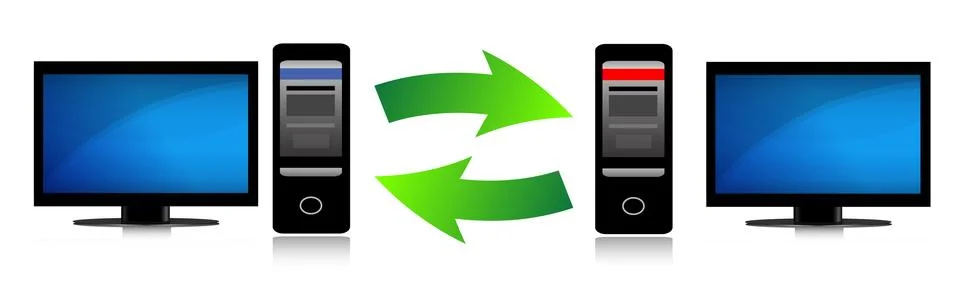 Two computers connected. computer network. Stock Illustration