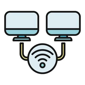 Two computers connecting to wireless network concept Stock Illustration
