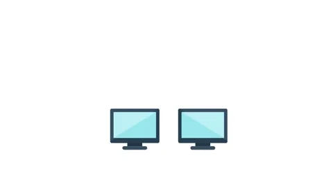 Two computers displayed, each featuring a processor and a monitor, showcasi.. Stock Footage 332199341