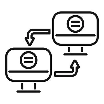 Two computers exchanging data transferring files through network 스톡 일러스트