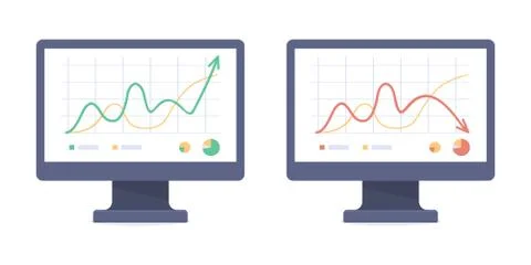 Two computers flat set Stock Illustration