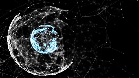 Two concentric plexus spheres with plexus structure evolving Stock Footage 80987201