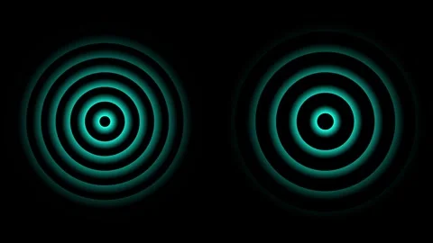 Two concentric radio wave animation isolated on black background Stock-Footage 333549916