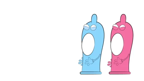 Two condoms are laughing. Two condoms. Cartoon characters. Animation. Stock Footage 162234110