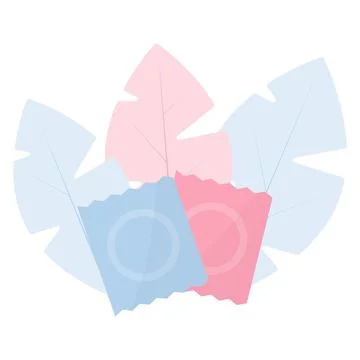 Two condoms on a background of leaves. Stock Illustration