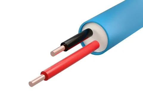Two conductor solid copper electrical power cable Stock Photos