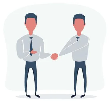 Two confident young men are shaking hands together in an office. Business Stock Illustration