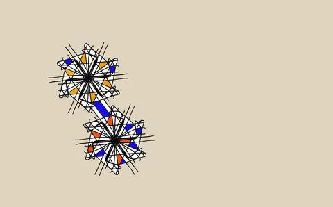 Two Connected Abstract Scribble Orbs on Beige Background Stock Illustration