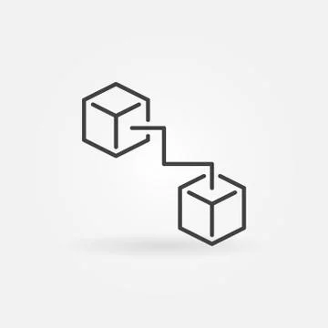 Two connected cubes icon - vector blockchain symbol Illustrazione stock