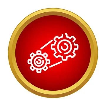 Two connected gears icon representing process and settings Stock Illustration