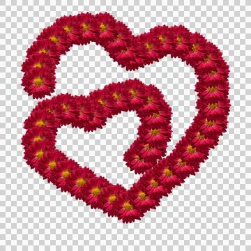 Two Connected Hearts on a transparent background. The original shape of two h Foto stock