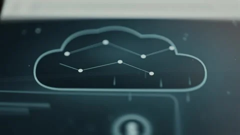 Two connected line graphs run inside a blue cloud outline Stock Footage 343375014