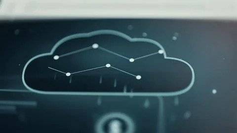 Two connected line graphs run inside a blue cloud outline 库存照片