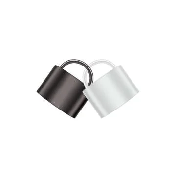 Two connected padlocks in black and white design Stock Illustration