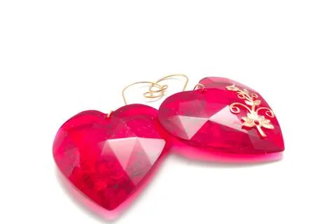 Two connected red emo glass hearts two connected red emo glass hearts Copy... Stock Photos