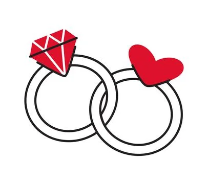 Two connected rings doodle flat style love isolated icon symbol of love Illustrazione stock