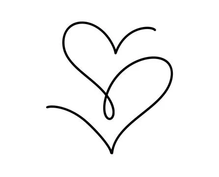 Two connected vector valentine hearts drawing a continuous line, symbolizing Stock Illustration