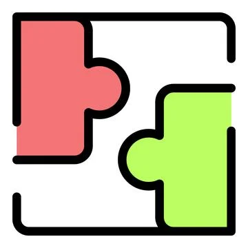 Two connecting puzzle pieces representing problem solving and teamwork Stock Illustration
