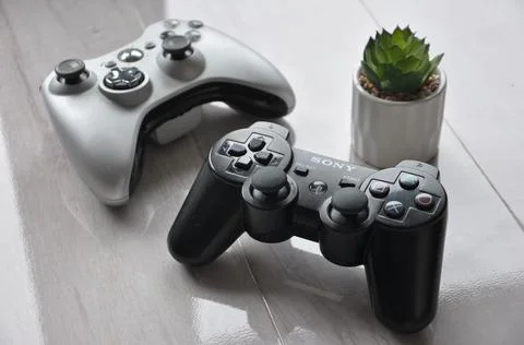 Two console controllers 库存照片