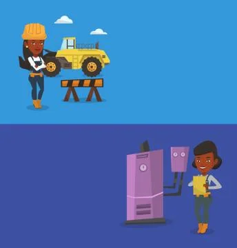 Two construction banners with space for text Stock Illustration