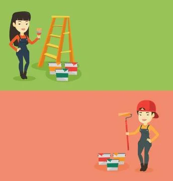 Two construction banners with space for text. Stock Illustration