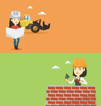 Two construction banners with space for text. Stock Illustration