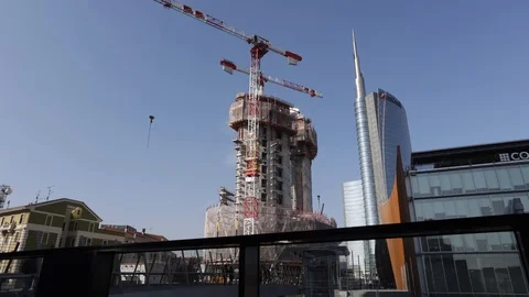 Two Construction Cranes in Time Lapse Stock Footage 126292764