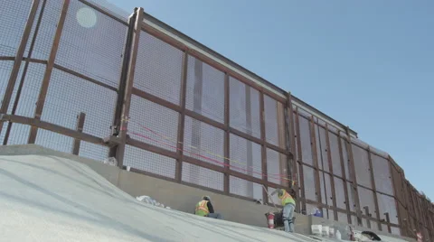 Two Construction Workers Near the Border Stock Footage 60387112