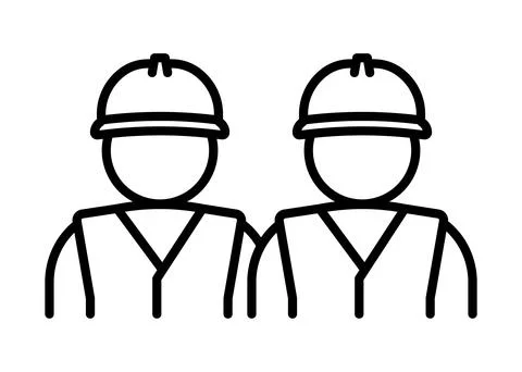Two construction workers or engineers line icon. Team of industrial workers.. Stock-Illustration